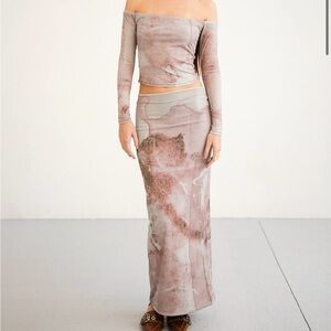 Feners tu x mi maxi skirt off shoulder top set in Bulan